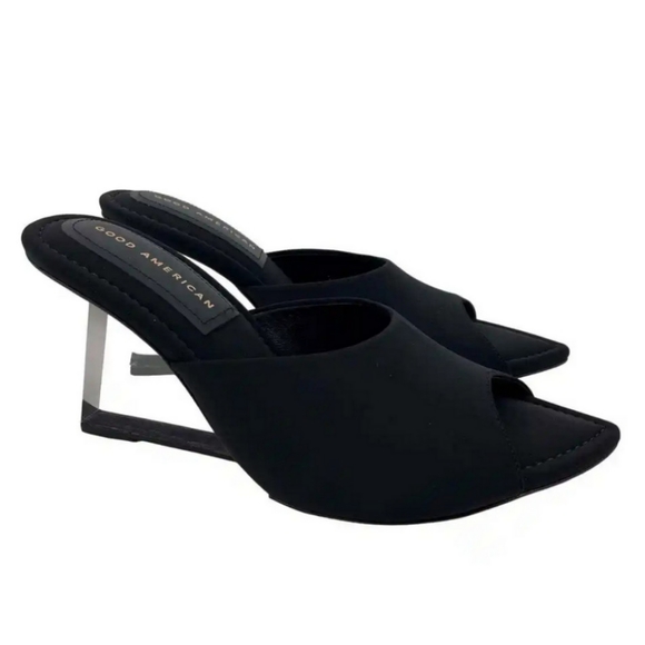 GOOD AMERICAN Clear Wedge Sandals Neoprene Womens 7.5